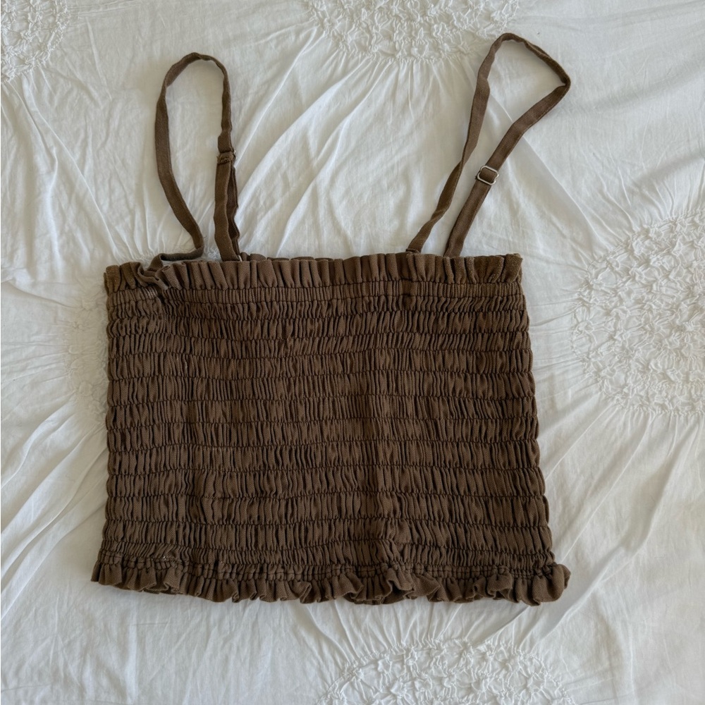 Brown Smocked Women's Top